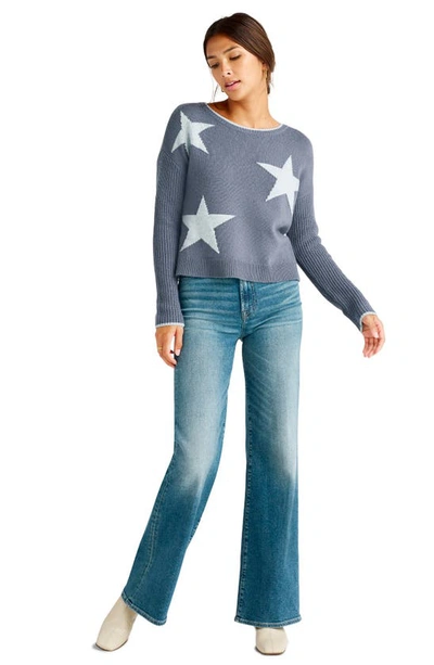 Splendid Frances Intarsia Crewneck Sweater In Ash Navy
