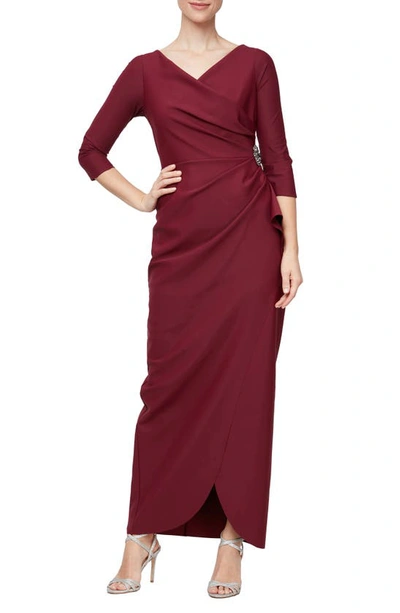 Shop Alex Evenings Embellished Sheath Evening Gown In Wine