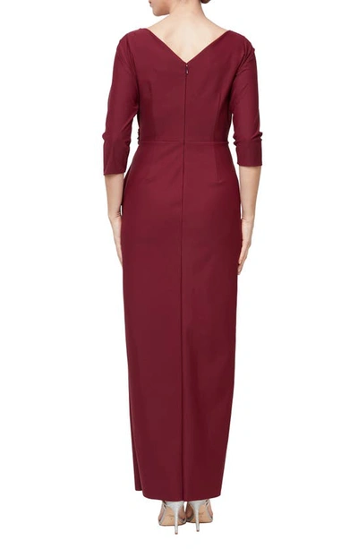 Shop Alex Evenings Embellished Sheath Evening Gown In Wine