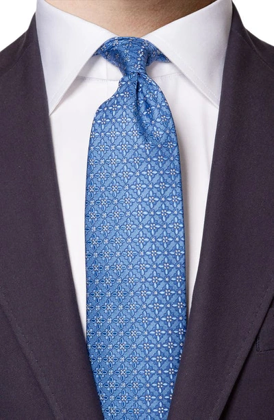 Eton Floral Medallion Silk Tie In Blue