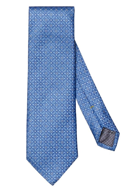 Eton Floral Medallion Silk Tie In Blue