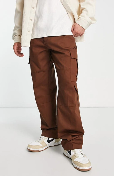 Topshop Wide Leg Cargo Trousers In Brown | ModeSens