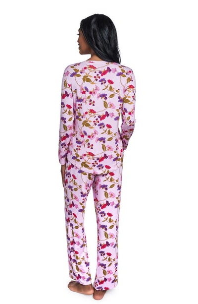 Shop Everly Grey Laina Jersey Long Sleeve Maternity/nursing Pajamas In Lavender Rose