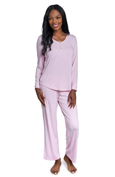 Shop Everly Grey Laina Jersey Long Sleeve Maternity/nursing Pajamas In Blush