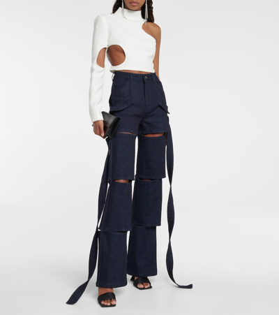 Monot Mônot Cutout Crêpe Top In White