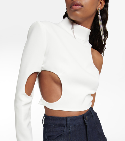 Shop Monot Mônot Cutout Crêpe Top In White