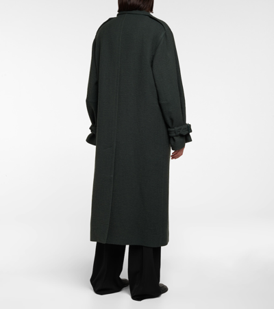 Beyza Belted Brushed twill Coat In Dark Green