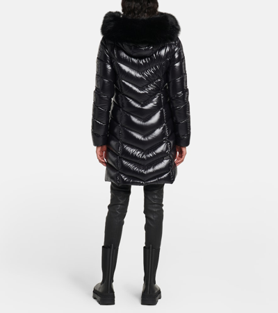 Shop Moncler Fulmarre Faux Fur-trimmed Down Coat In Black