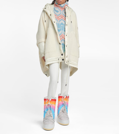 Moon Boot Icon Rainbow Printed Shell And Faux Leather Snow Boots In Glacier/blue-red