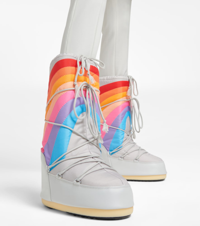 Shop Moon Boot Icon Rainbow Snow Boots In Glacier/blue-red