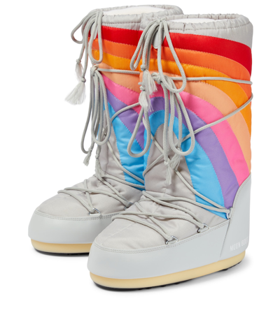 Shop Moon Boot Icon Rainbow Snow Boots In Glacier/blue-red