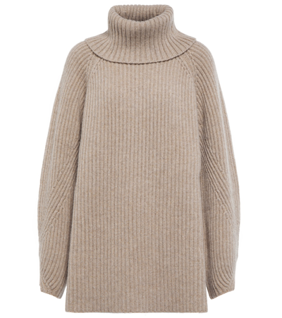 Shop Khaite Nimbus Cashmere Turtleneck Sweater In Clay