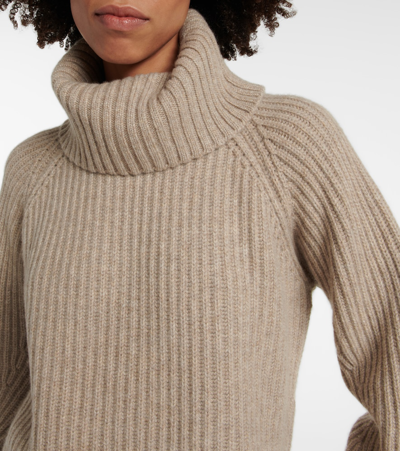 Shop Khaite Nimbus Cashmere Turtleneck Sweater In Clay