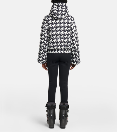 Shop Perfect Moment Polar Flare Houndstooth Down Ski Jacket In Houndstooth Blk Wht