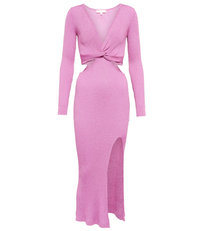 Shop Loveshackfancy Bernette Lurex Cutout Dress In Pink
