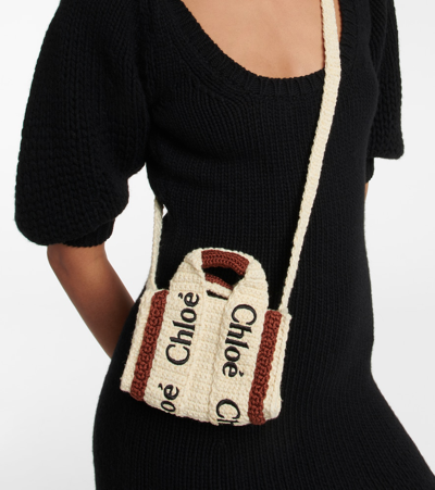 Woody Mini Crochet Tote Bag in Beige - Chloe