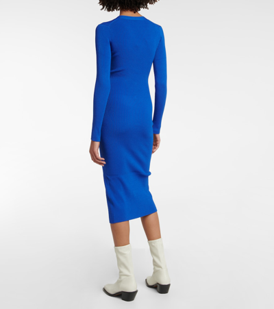 Shop Jonathan Simkhai Ribbed-knit Rayon-blend Midi Dress In Cobalt
