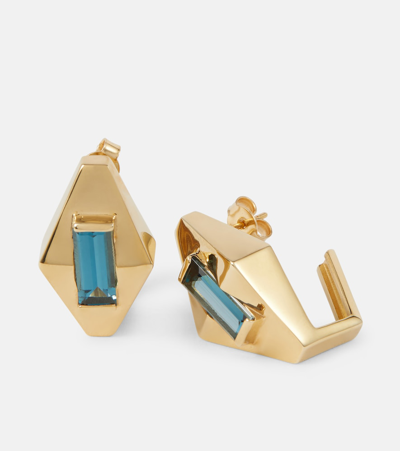 Shop Aliita 9kt Gold Earrings In Blue Topaz
