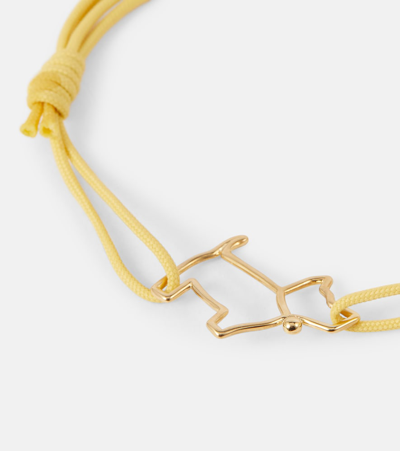 Shop Aliita Dog 9kt Gold Charm Cord Bracelet In Yellow Gold/ Sunrise Yellow