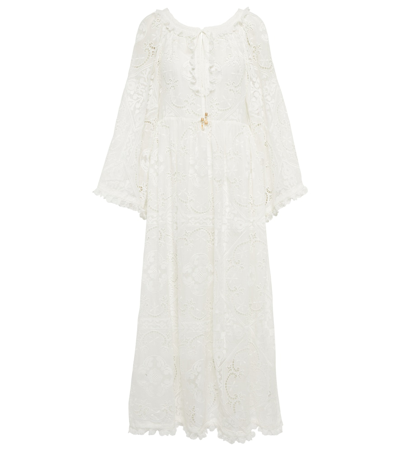 Shop Zimmermann Laurel Broderie Anglaise Maxi Dress In Ivory
