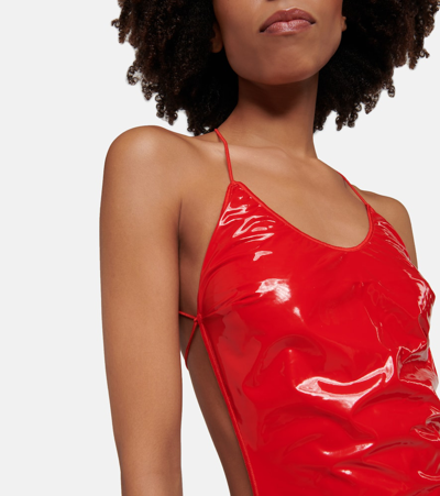 Oseree Glow Latex Lacé Swimsuit In Red
