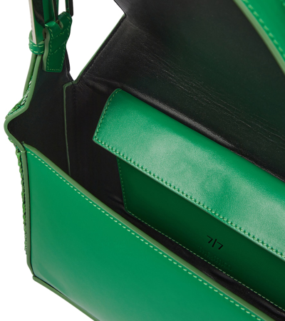 Shop Attico 7/7 Sequined Leather Shoulder Bag In Mint