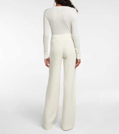 Shop Chloé High-rise Wide-leg Wool Pants In White