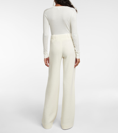 Chloé High-rise Wide-leg Wool Pants In White