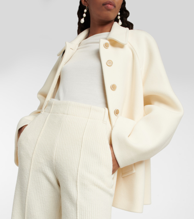 Chloé High-rise Wide-leg Wool Pants In White