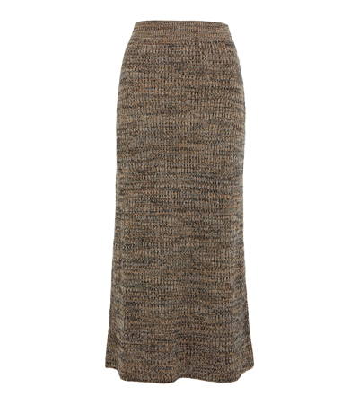 Shop Chloé Cashmere And Silk-blend Skirt In Multicolor Beige 1