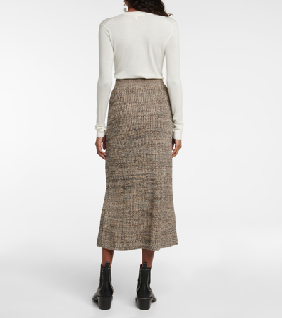 Shop Chloé Cashmere And Silk-blend Skirt In Multicolor Beige 1