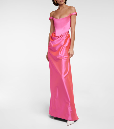 Shop Vivienne Westwood Camille Satin Gown In Pink