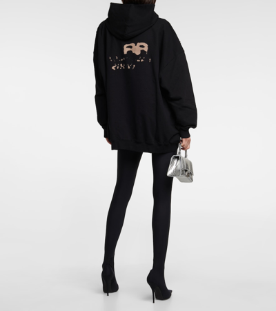 Shop Balenciaga Oversized Cotton Hoodie In Black/ecru