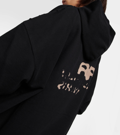 Balenciaga Oversized Cotton Hoodie In Black/ecru