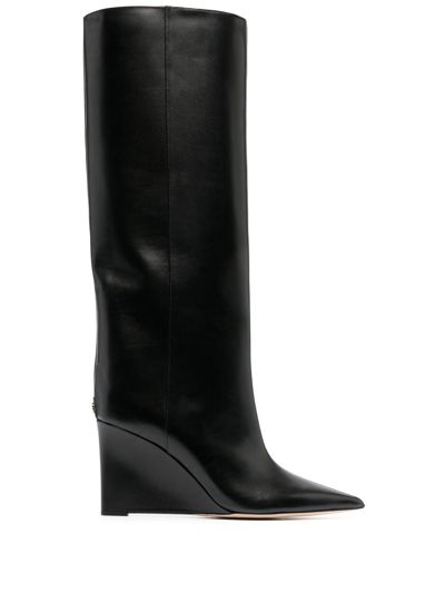 Shop Jimmy Choo Blake 85 Leather Knee-high Boots - Women's - Calf Leather/rubber In Black