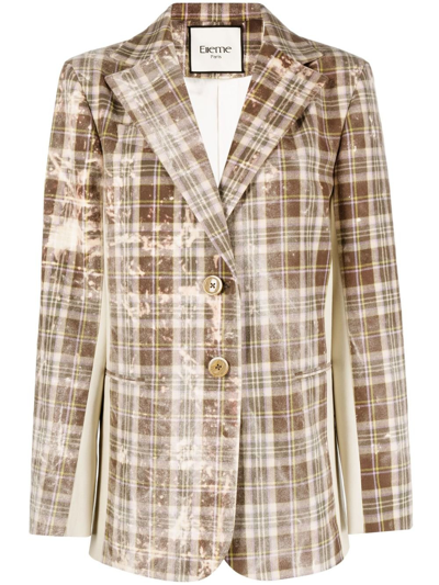 Shop Elleme Neutral Checked Cotton Blazer In Neutrals