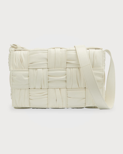Shop Bottega Veneta Cassette Intrecciato Plisse Leather Crossbody Bag In White