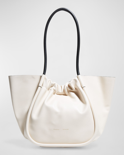 Shop Proenza Schouler Large Ruched Smooth Leather Tote Bag In White