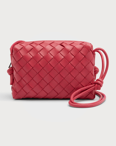 Shop Bottega Veneta Loop Mini Intrecciato Crossbody Bag In Cranberry