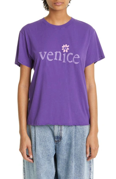 Shop Erl Gender Inclusive Venice Graphic Tee In Luminous Purple