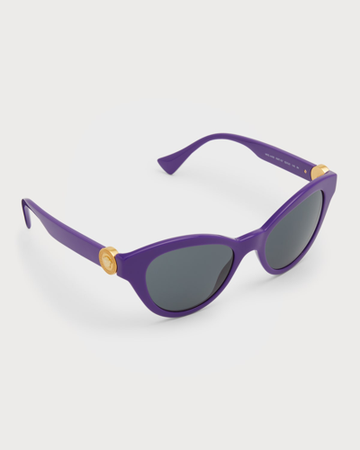 Shop Versace Medusa Acetate Butterfly Sunglasses In Purple