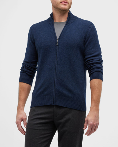 Shop Nomad Men's Cashmere Full-zip Sweater In Blue