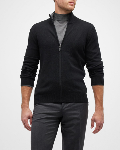 Shop Nomad Men's Cashmere Full-zip Sweater In Black