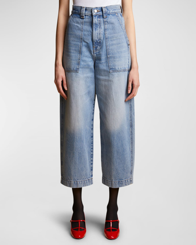 Shop Khaite Hewey Wide-leg Crop Jeans In Bryce