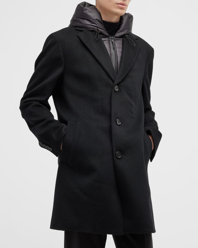 Shop Cardinal Of Canada Men's Trenton Topcoat W/ Insulated Hooded Bib In Black