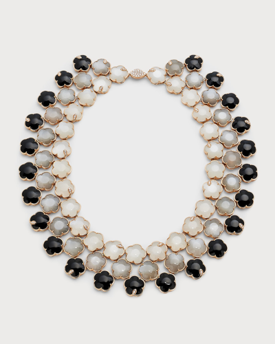 Shop Pasquale Bruni Bouquet Lunaire Collier In 18k Rose Gold With Grey And White Moonstone, Onyx And White Diamonds