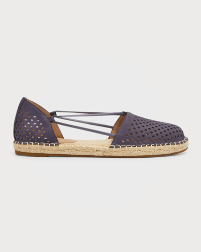Shop Eileen Fisher Lee Perforated Suede Flat Espadrilles In Twilight