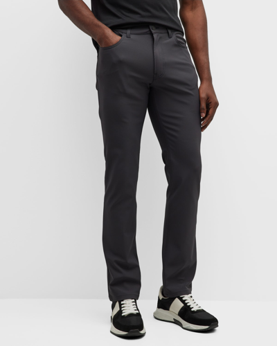 Shop Emporio Armani Men's Nylon-stretch 5-pocket Pants In Silver