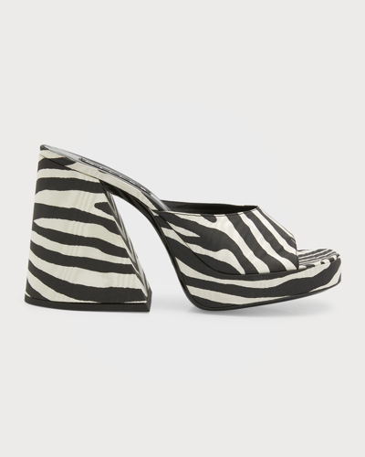 Shop Simon Miller Slice Zebra Platform Mule Sandals In Zebra Trip