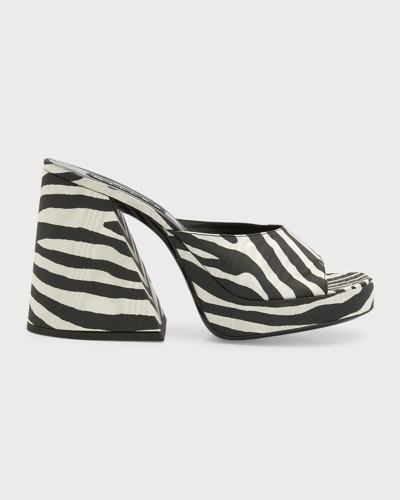 Simon Miller Slice Zebra Platform Mule Sandals In Zebra Trip